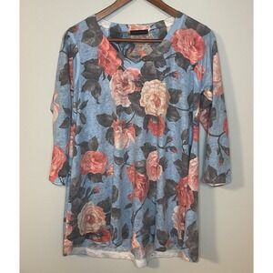 Nally Millie Floral Rose Top Women S Blue Pink Boho Cottagecore Fall